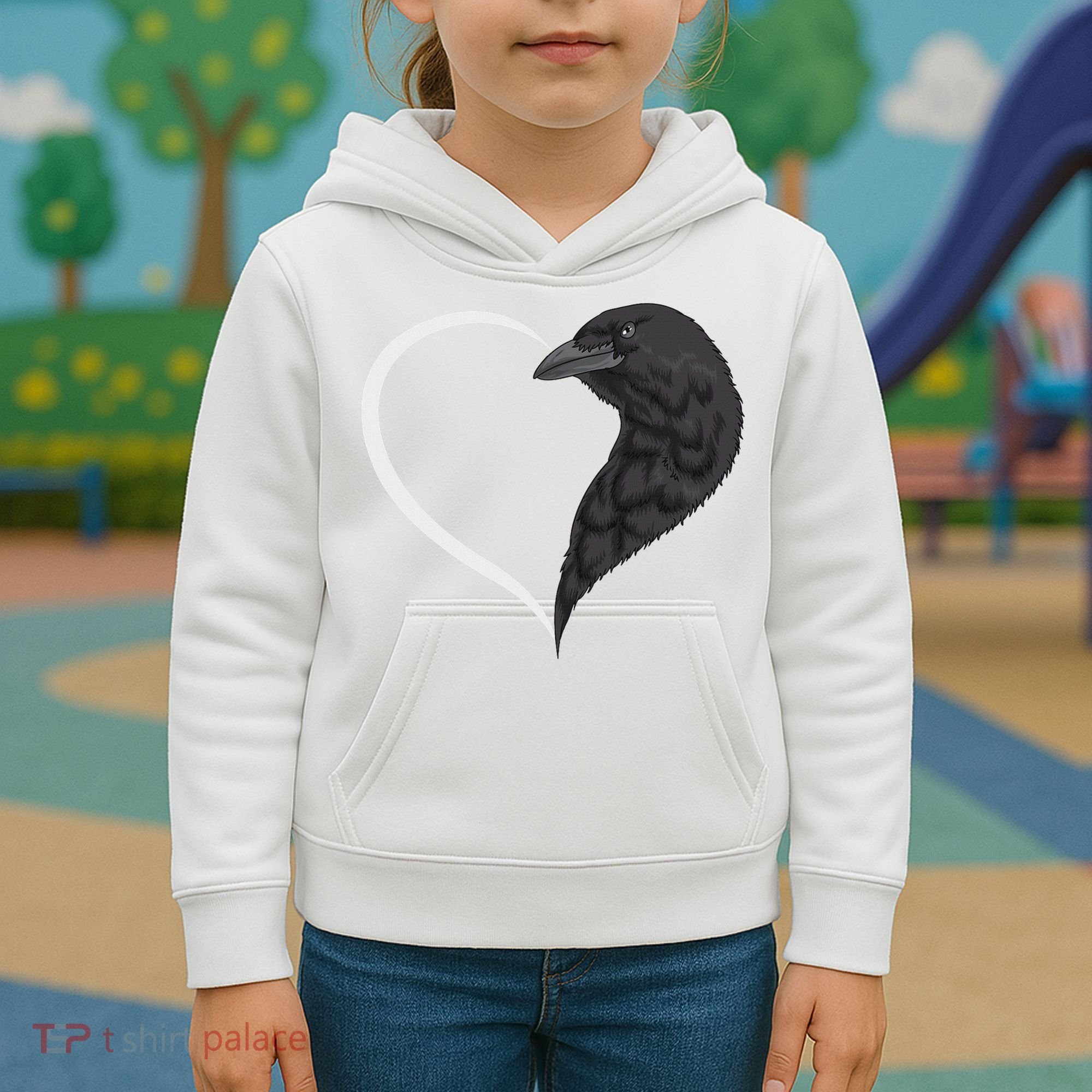 Crow S For Women Heart Cute Crow Kids Hoodie