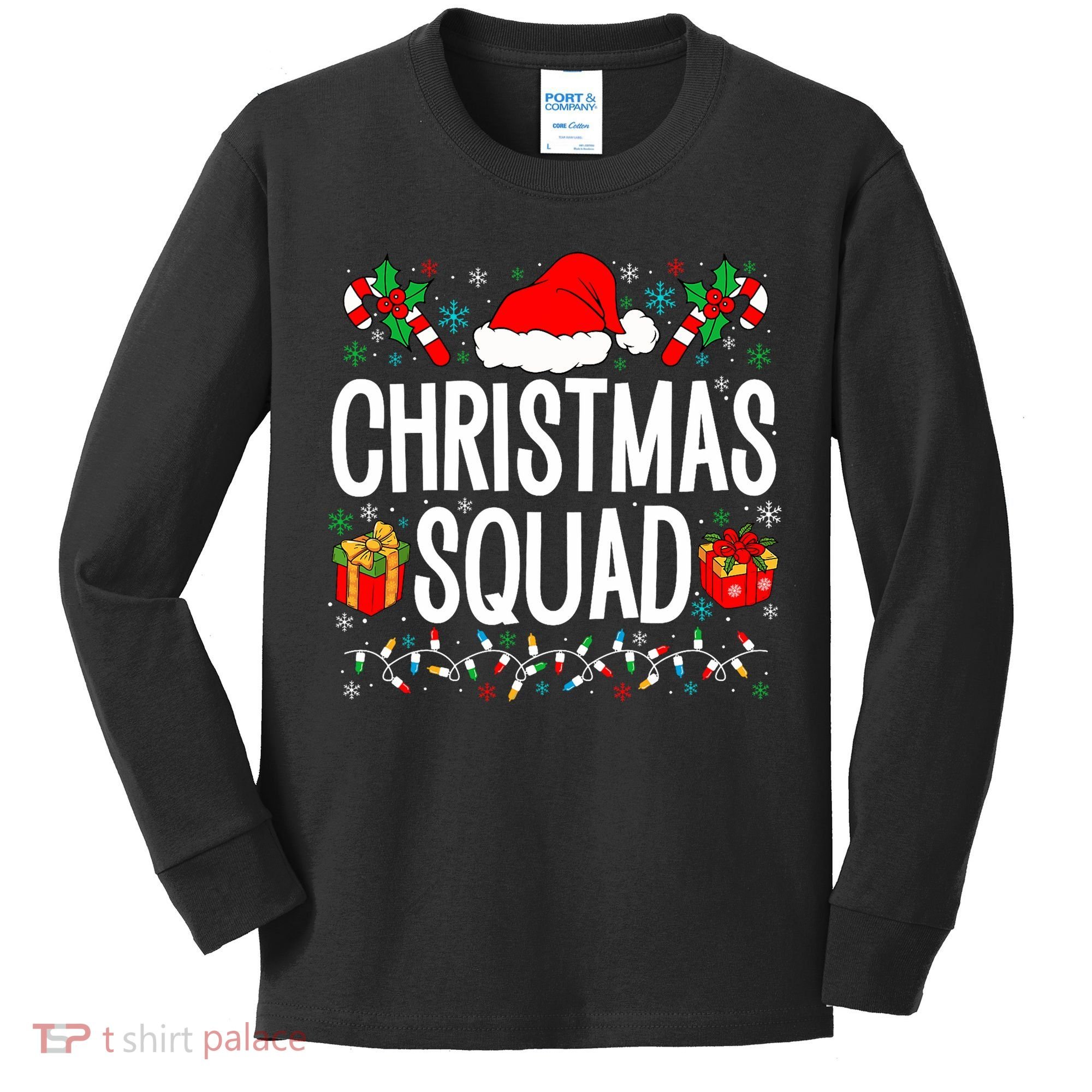 Christmas Squad Family Group Matching Christmas Pajama Party Kids Long Sleeve Shirt
