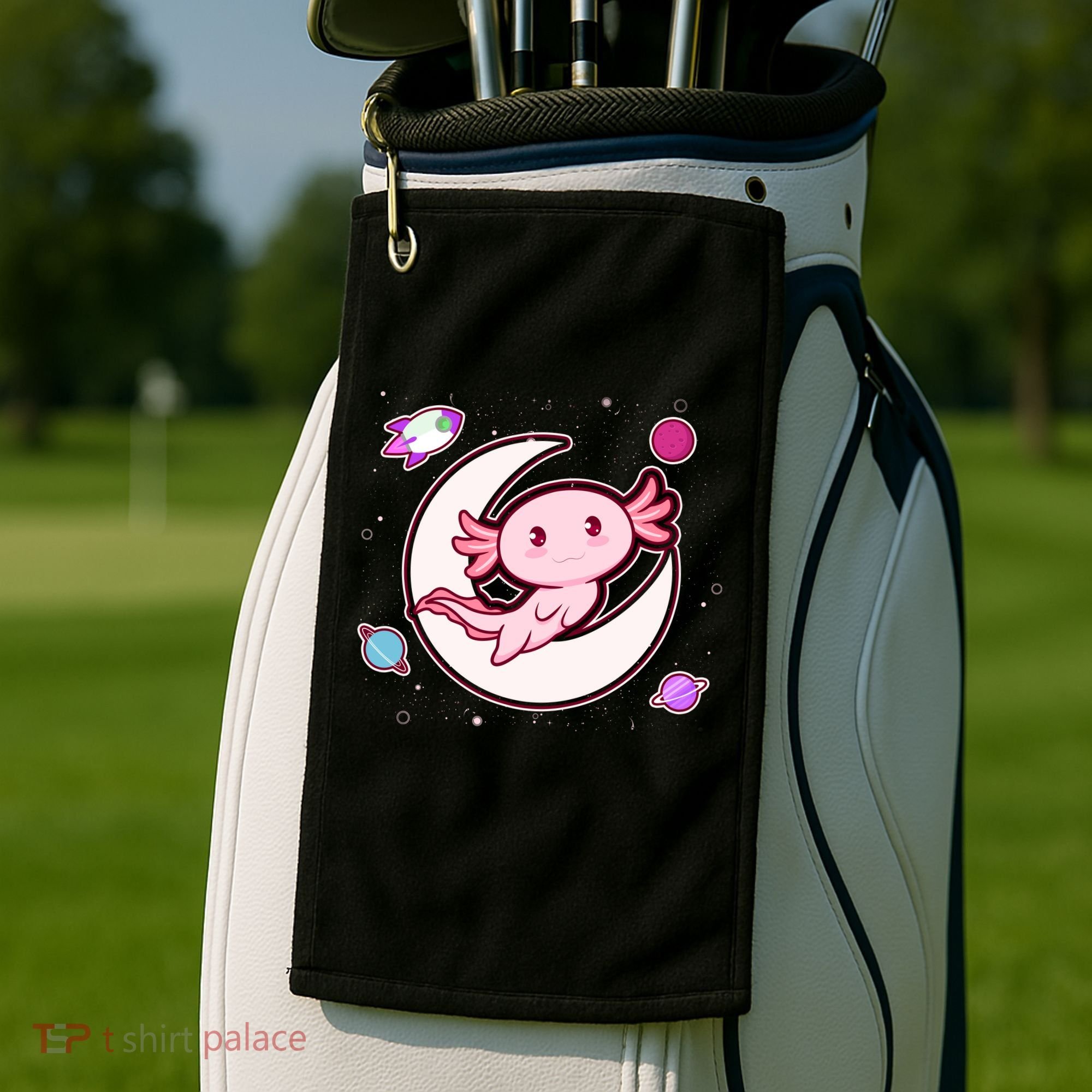 Cute Space Galaxy Axolotl Golf Towel