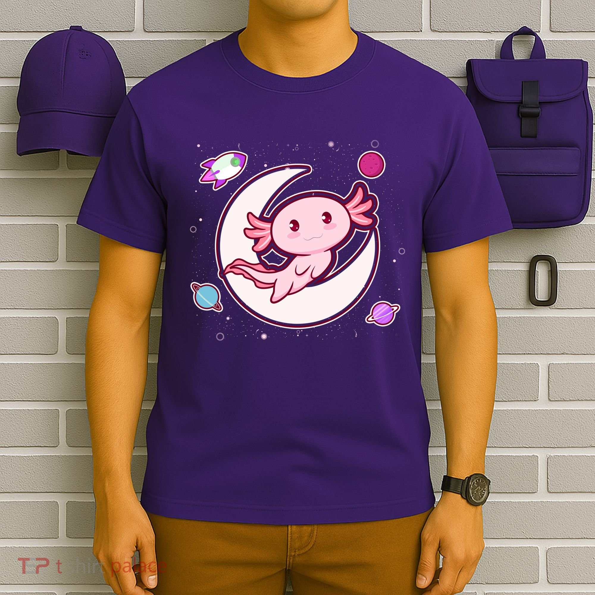 Cute Space Galaxy Axolotl T-Shirt