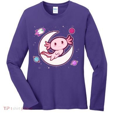 Cute Space Galaxy Axolotl Women's Long Sleeve Shirt
