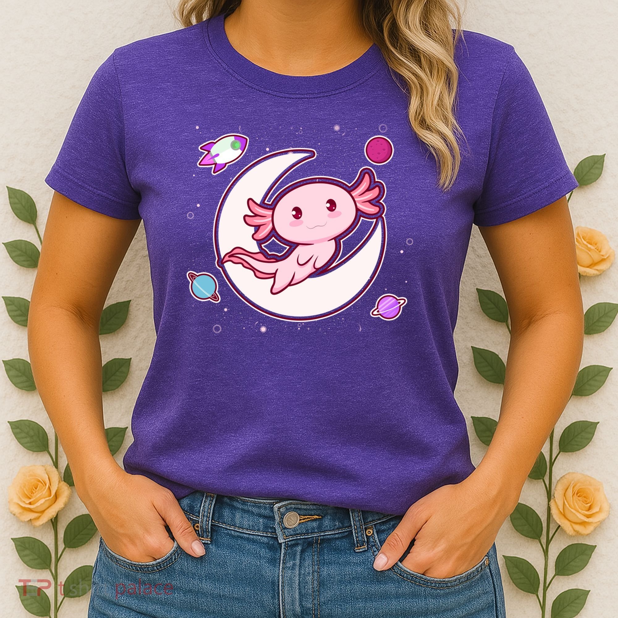 Cute Space Galaxy Axolotl Women's T-Shirt