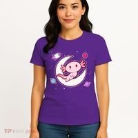 Cute Space Galaxy Axolotl Women's T-Shirt thumb 4
