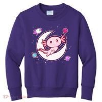 Cute Space Galaxy Axolotl Kids Sweatshirt thumb 0