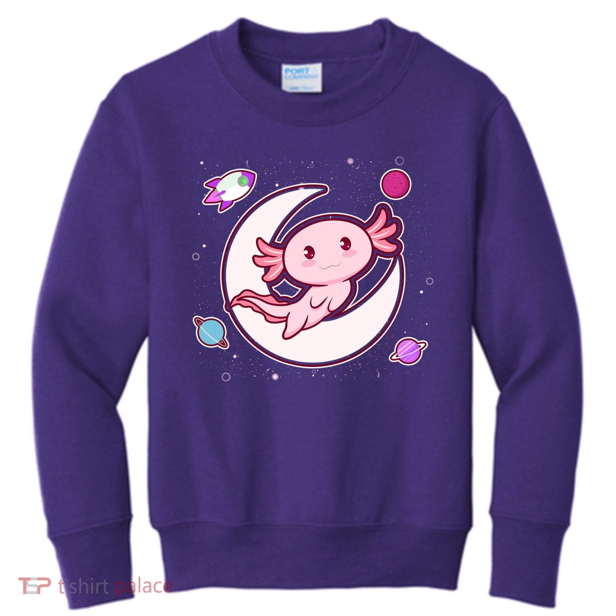 Cute Space Galaxy Axolotl Kids Sweatshirt