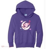 Cute Space Galaxy Axolotl Kids Hoodie thumb 0