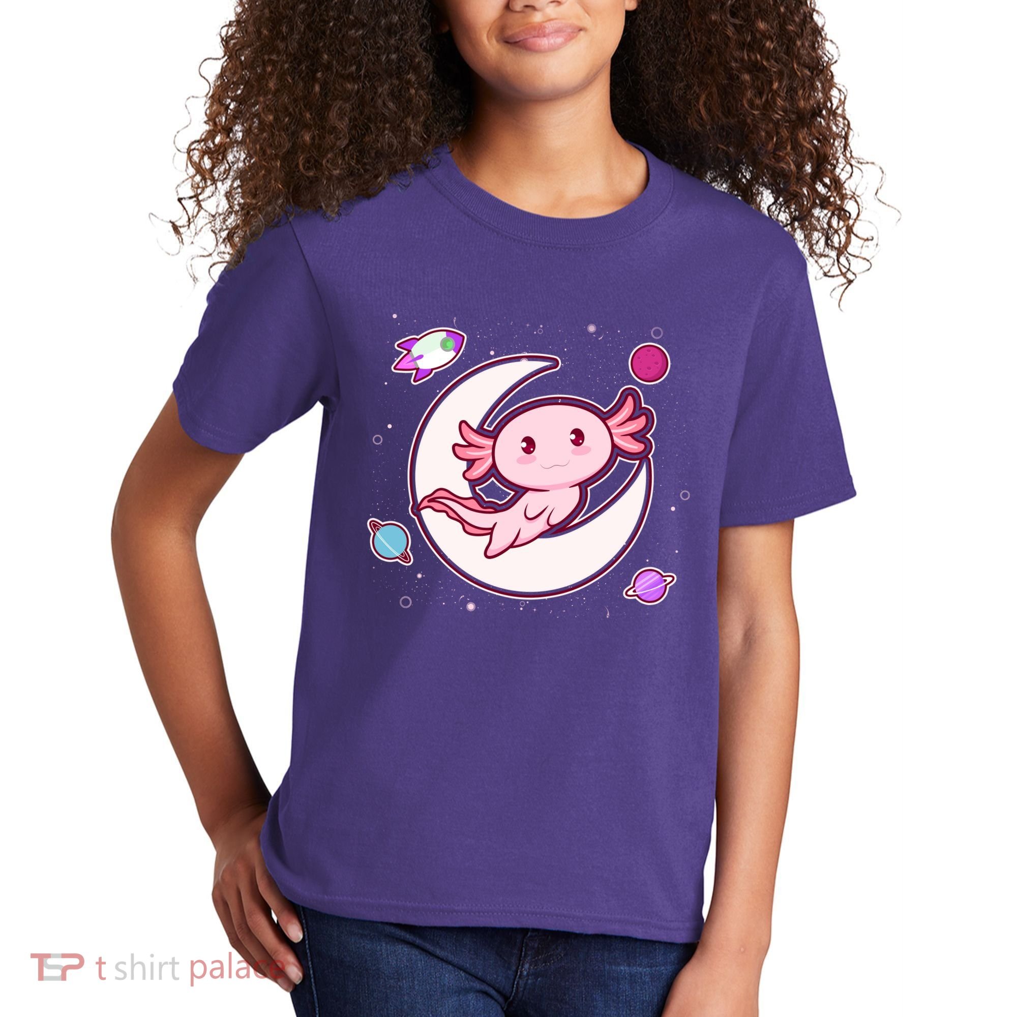 Cute Space Galaxy Axolotl Kids T-Shirt