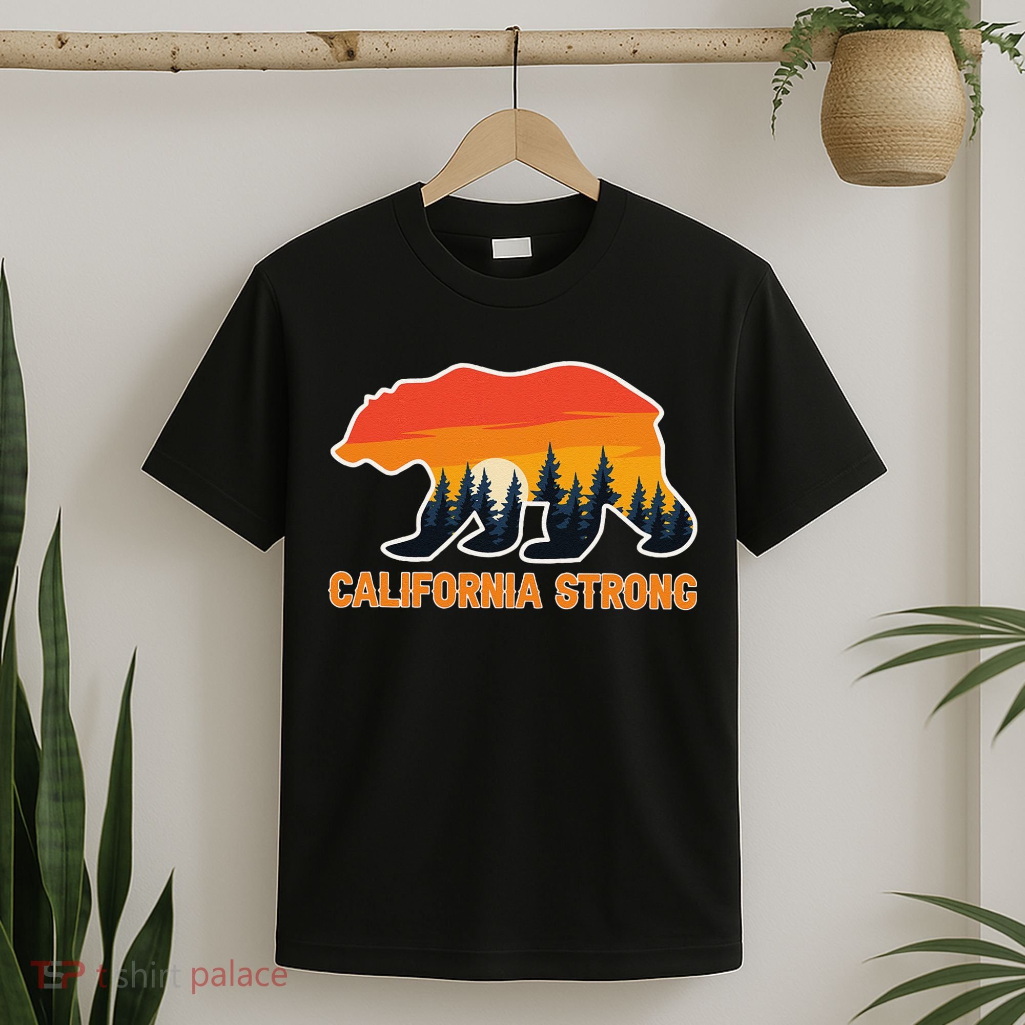 California Strong Grizzly Bear Sunset Vintage Gift T-Shirt