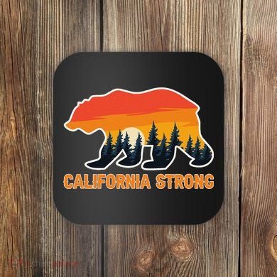 California Strong Grizzly Bear Sunset Vintage Gift Coaster