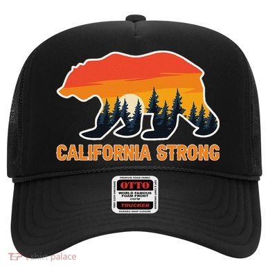 California Strong Grizzly Bear Sunset Vintage Gift Hat