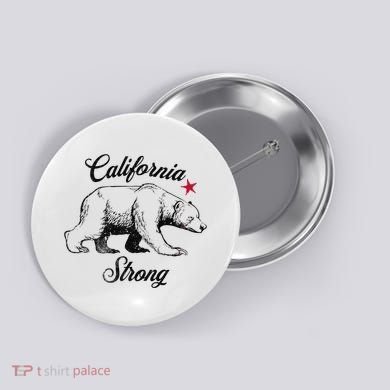 California Strong Grizzly Bear Gift Button