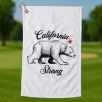 California Strong Grizzly Bear Gift Golf Towel thumb 1