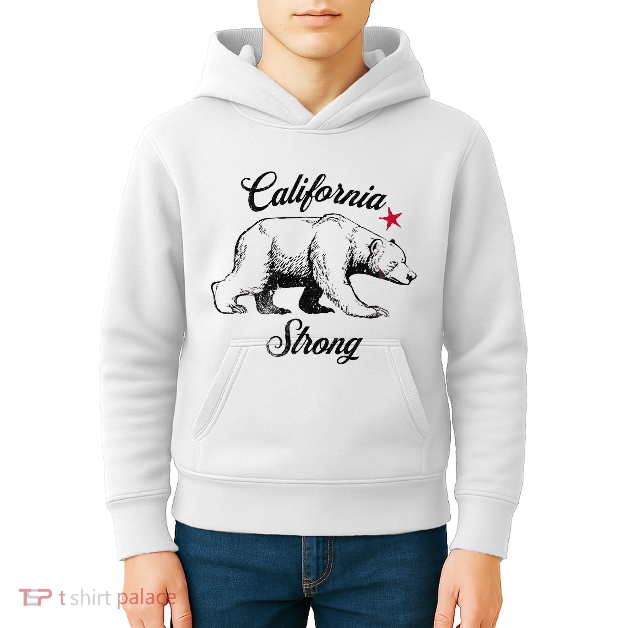 California Strong Grizzly Bear Gift Kids Hoodie