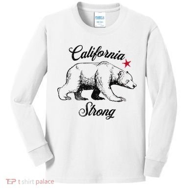California Strong Grizzly Bear Gift Kids Long Sleeve Shirt
