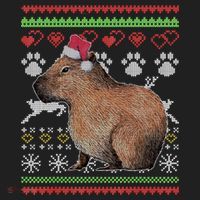 Capybara Santacool Giftclaus Ugly Christmas Sweater Holiday Lover Gift Beanie thumb 2