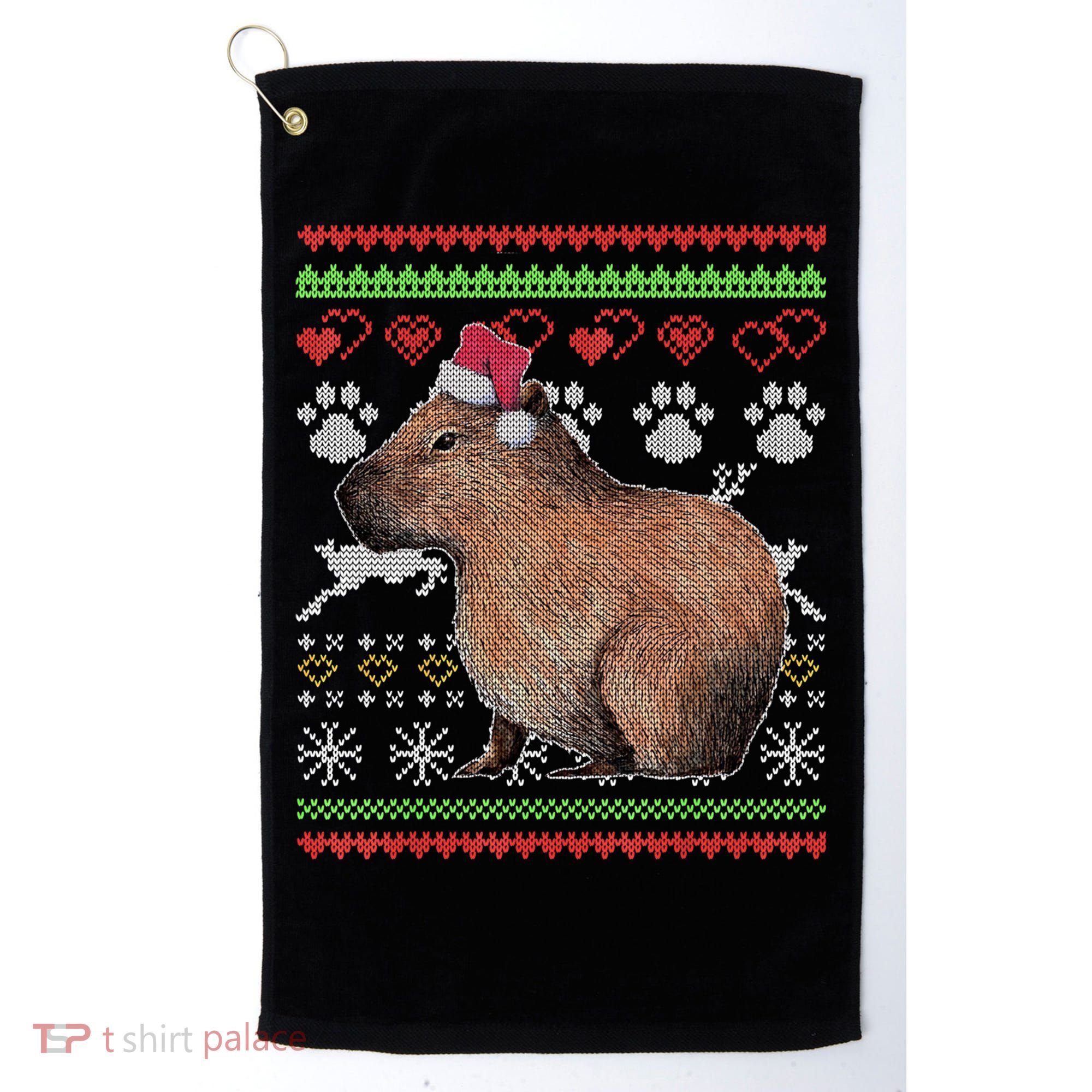 Capybara Santacool Giftclaus Ugly Christmas Sweater Holiday Lover Gift Golf Towel