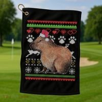 Capybara Santacool Giftclaus Ugly Christmas Sweater Holiday Lover Gift Golf Towel thumb 1