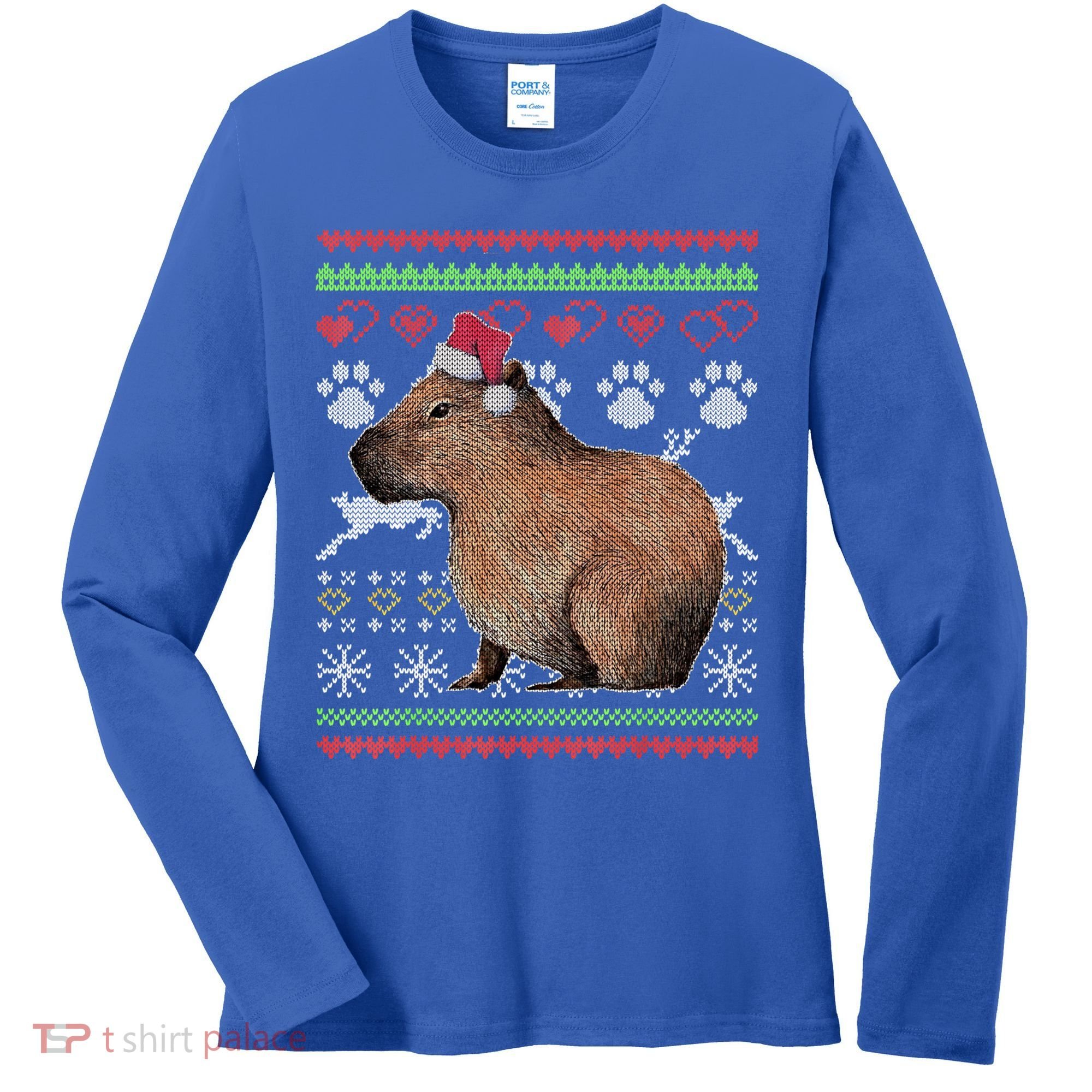 Capybara Santacool Giftclaus Ugly Christmas Sweater Holiday Lover Gift Women's Long Sleeve Shirt