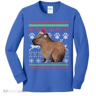 Capybara Santacool Giftclaus Ugly Christmas Sweater Holiday Lover Gift Kids Long Sleeve Shirt
