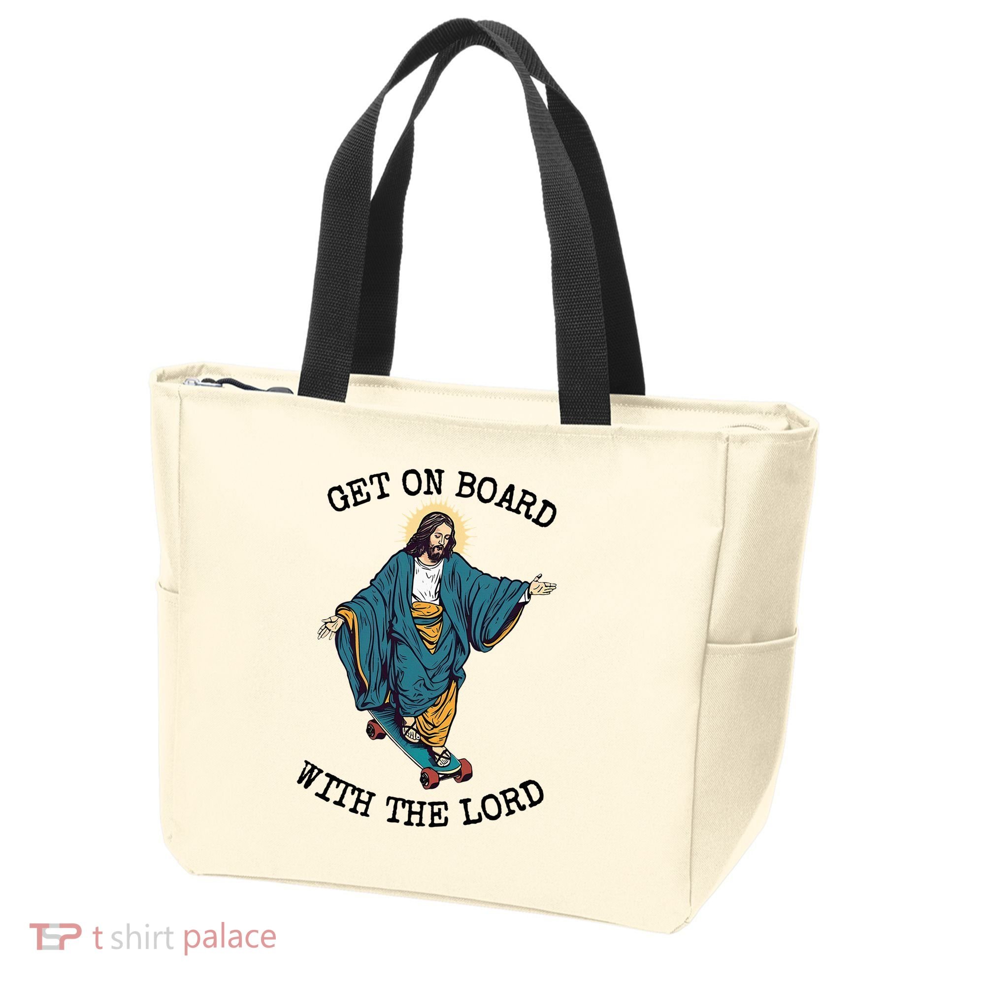 Christ Skateboarding Get On Board With The Lord Jesus Skate Tote Bag