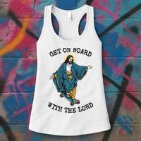 Christ Skateboarding Get On Board With The Lord Jesus Skate Women's Tank Top thumb 3