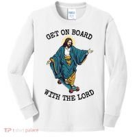Christ Skateboarding Get On Board With The Lord Jesus Skate Kids Long Sleeve Shirt thumb 0