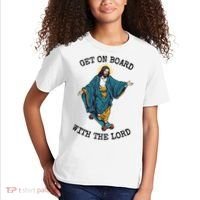 Christ Skateboarding Get On Board With The Lord Jesus Skate Kids T-Shirt thumb 2