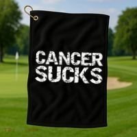 Cancer Sucks Gift Hooded Cancer Golf Towel thumb 1