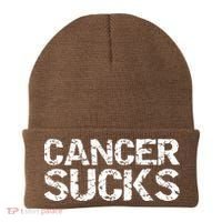 Cancer Sucks Gift Hooded Cancer Beanie thumb 0