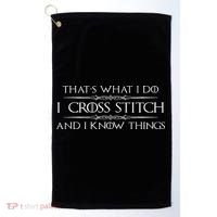 Cross Stitching Gifts I Cross Stitch & I Know Things Funny Golf Towel thumb 0