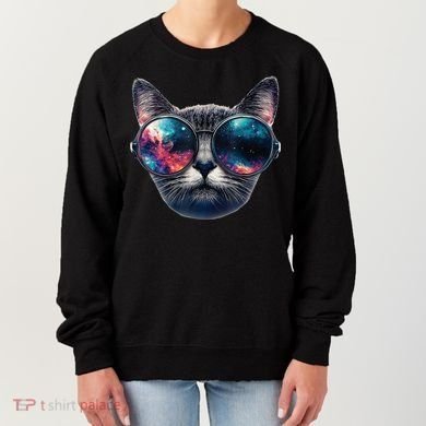 Cat Space Glasses Sunglasses Universe Meme Funny Graphic  Women's Sweatshirt