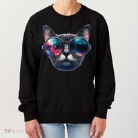 Cat Space Glasses Sunglasses Universe Meme Funny Graphic  Women's Sweatshirt thumb 0