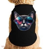 Cat Space Glasses Sunglasses Universe Meme Funny Graphic  Doggie Tank thumb 0