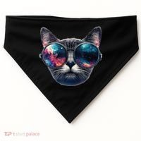 Cat Space Glasses Sunglasses Universe Meme Funny Graphic  USA-Made Doggie Bandana thumb 0