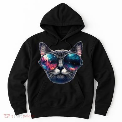 Cat Space Glasses Sunglasses Universe Meme Funny Graphic  Hoodie