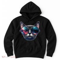 Cat Space Glasses Sunglasses Universe Meme Funny Graphic  Hoodie thumb 0