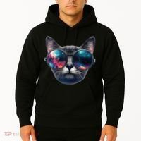 Cat Space Glasses Sunglasses Universe Meme Funny Graphic  Hoodie thumb 2