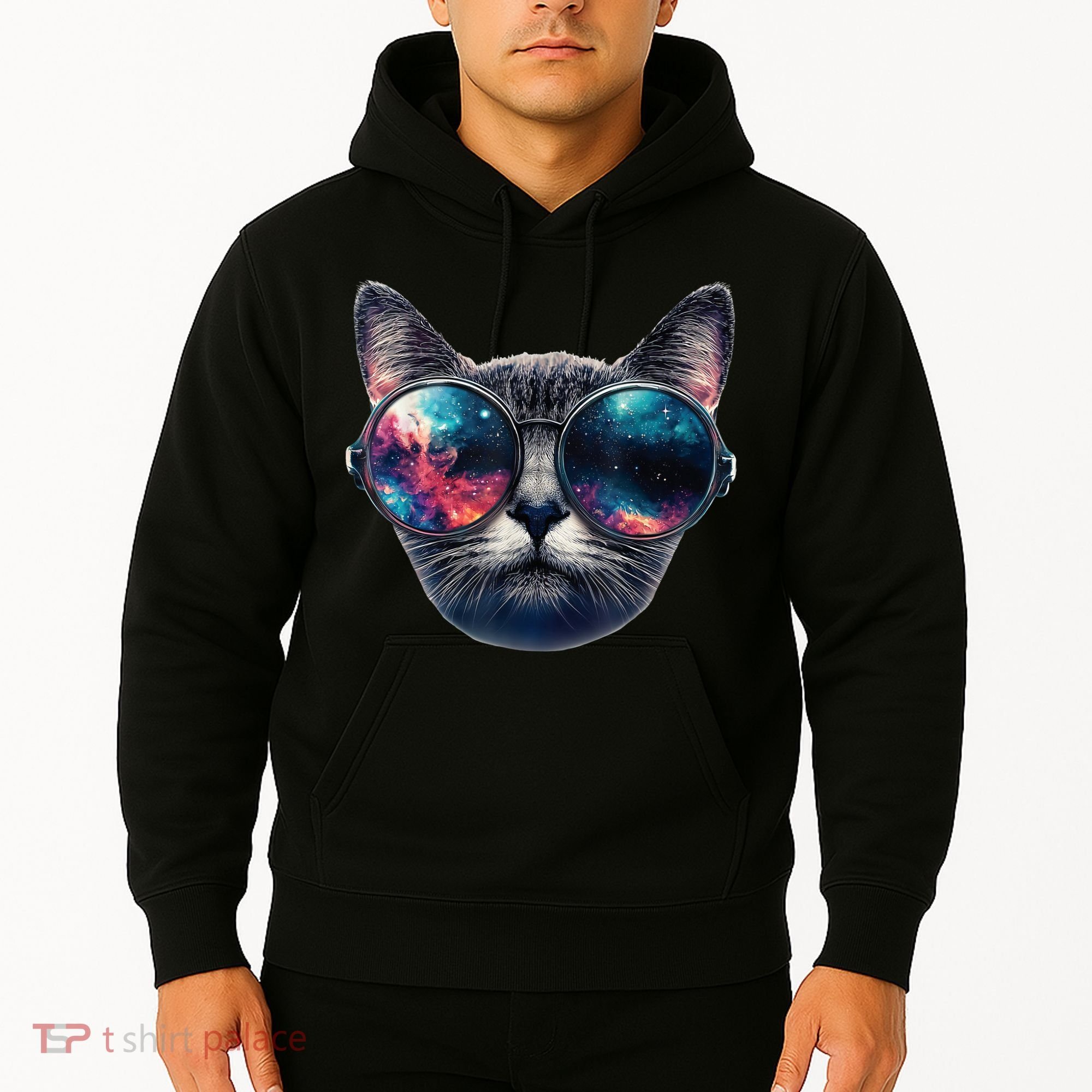 Cat Space Glasses Sunglasses Universe Meme Funny Graphic  Hoodie