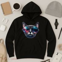 Cat Space Glasses Sunglasses Universe Meme Funny Graphic  Hoodie thumb 3