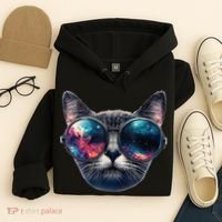 Cat Space Glasses Sunglasses Universe Meme Funny Graphic  Hoodie thumb 4