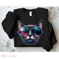 Cat Space Glasses Sunglasses Universe Meme Funny Graphic  Sweatshirt thumb 2