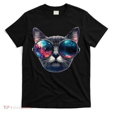 Cat Space Glasses Sunglasses Universe Meme Funny Graphic  T-Shirt