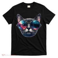 Cat Space Glasses Sunglasses Universe Meme Funny Graphic  T-Shirt thumb 0