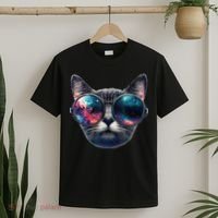 Cat Space Glasses Sunglasses Universe Meme Funny Graphic  T-Shirt thumb 2