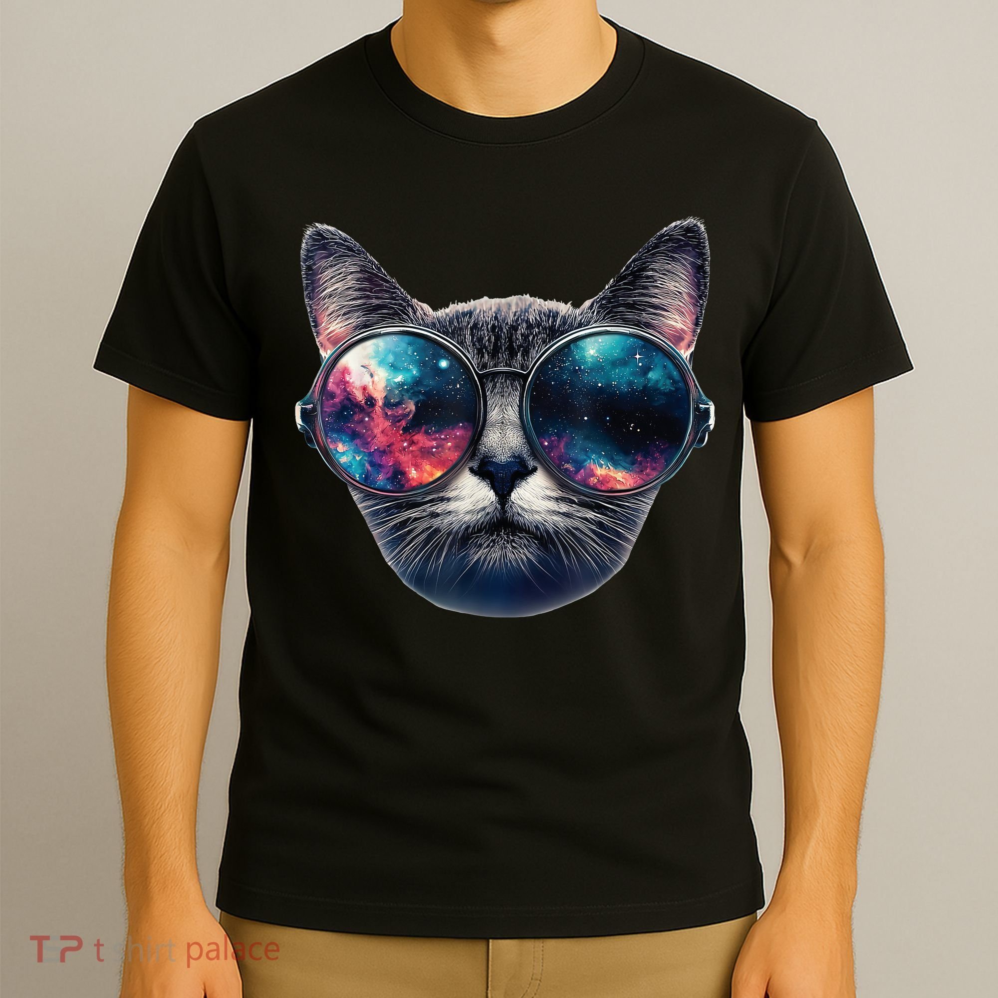 Cat Space Glasses Sunglasses Universe Meme Funny Graphic  T-Shirt
