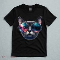 Cat Space Glasses Sunglasses Universe Meme Funny Graphic  T-Shirt thumb 5