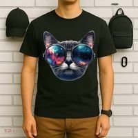 Cat Space Glasses Sunglasses Universe Meme Funny Graphic  T-Shirt thumb 6