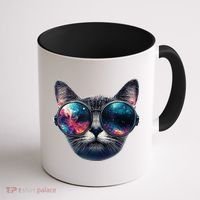 Cat Space Glasses Sunglasses Universe Meme Funny Graphic  Coffee Mug thumb 1