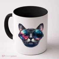 Cat Space Glasses Sunglasses Universe Meme Funny Graphic  Coffee Mug thumb 0
