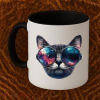 Cat Space Glasses Sunglasses Universe Meme Funny Graphic  Coffee Mug thumb 2